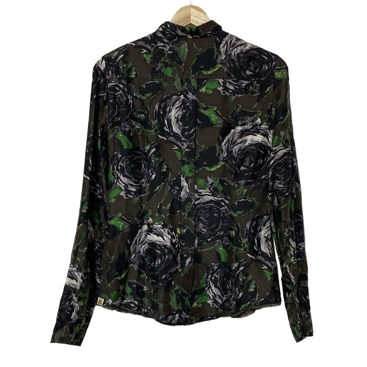 PaulSmith ポールスミス 長袖シャツブラウス サイズ42 XL レディース - ダークブラウン×黒×マルチ シルク フラワー 花