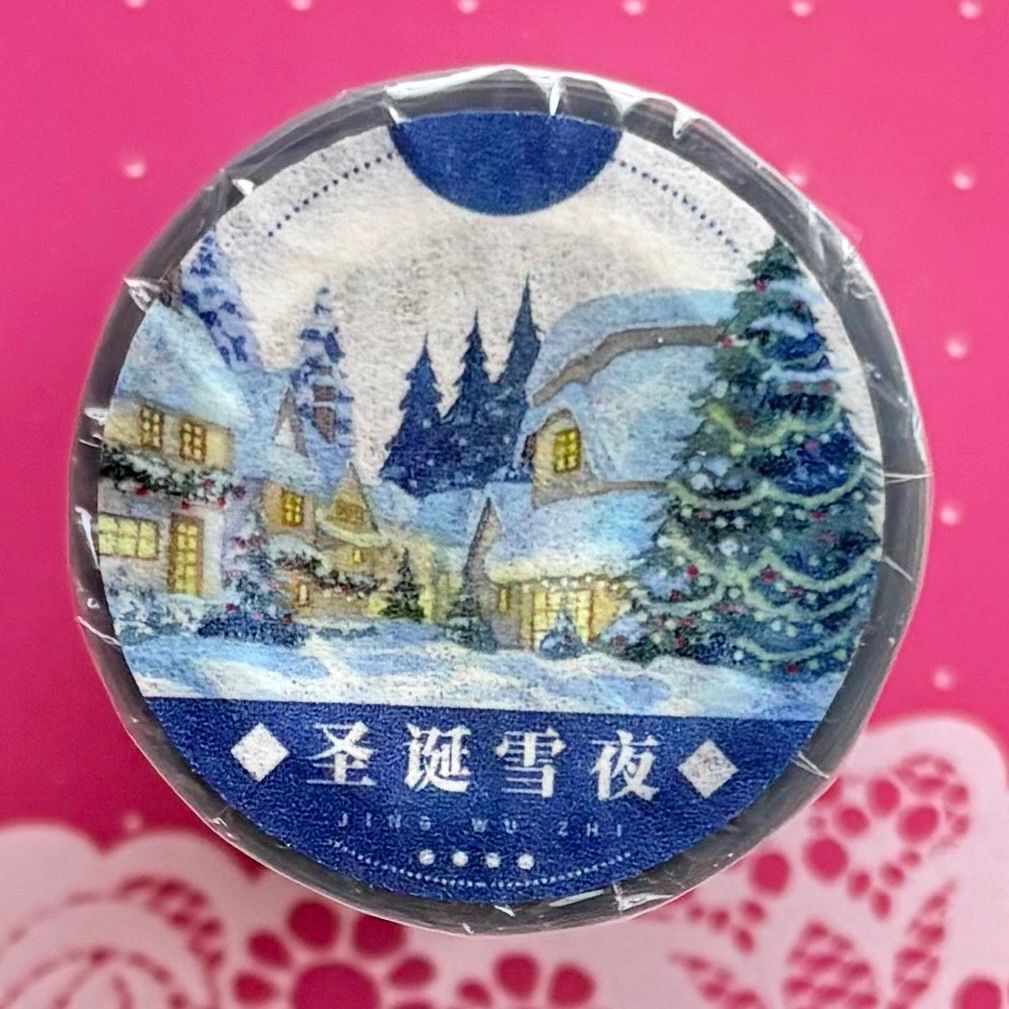 PET 圣诞雪夜 7 cm×5 m 100 cm|loop 海外マスキングテープ 海外マステ 冬 雪景色