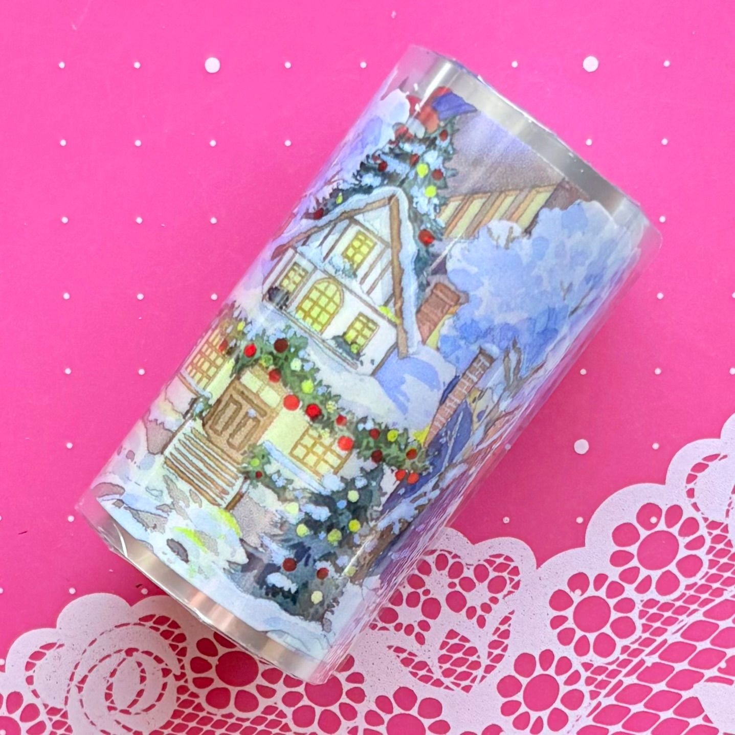 PET 圣诞雪夜 7 cm×5 m 100 cm|loop 海外マスキングテープ 海外マステ 冬 雪景色