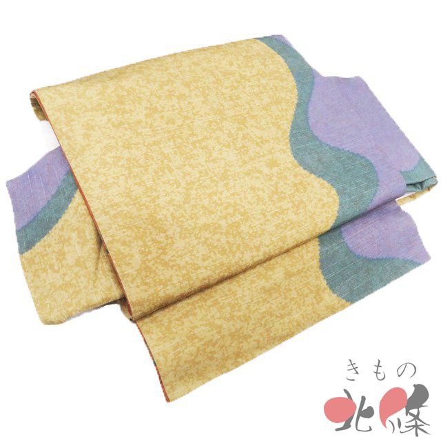 作り帯 付け帯 つけ帯 正絹 紬地 仕立て上がり 黄朽葉色 緑青色 鳩羽色 きもの北條 A 1307 3