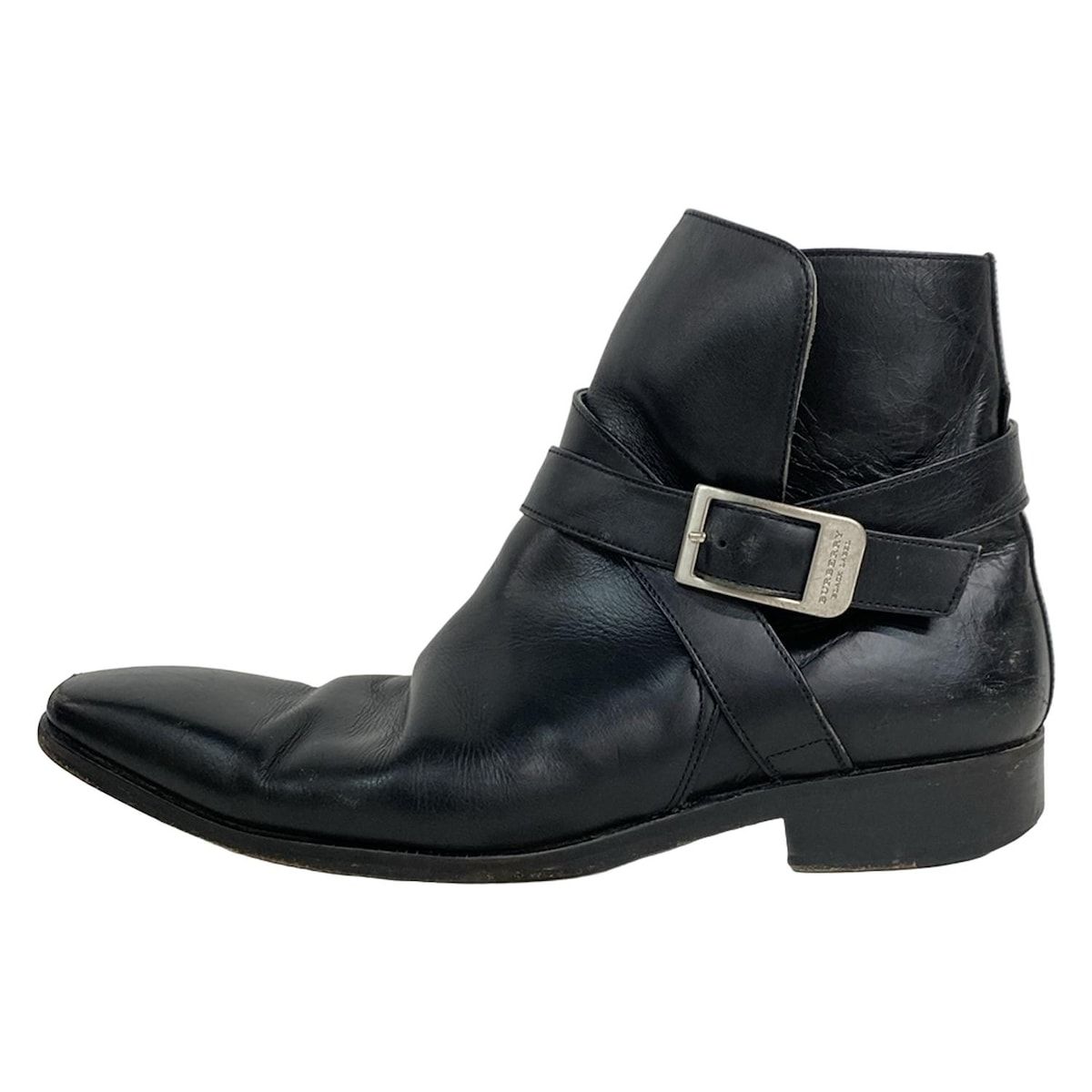 BURBERRY BLACK LABEL サイドバックル レザーブーツ ブラック Burberry Black Label(バーバリーブラックレーベル) ショートブーツ 25