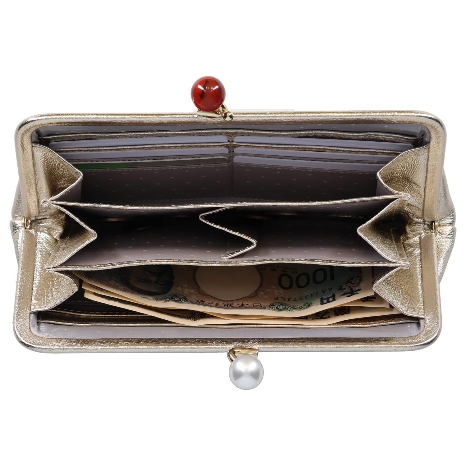 オンライン [ペルケ] アクリル玉がま口長財布 08-06-03561 レディース