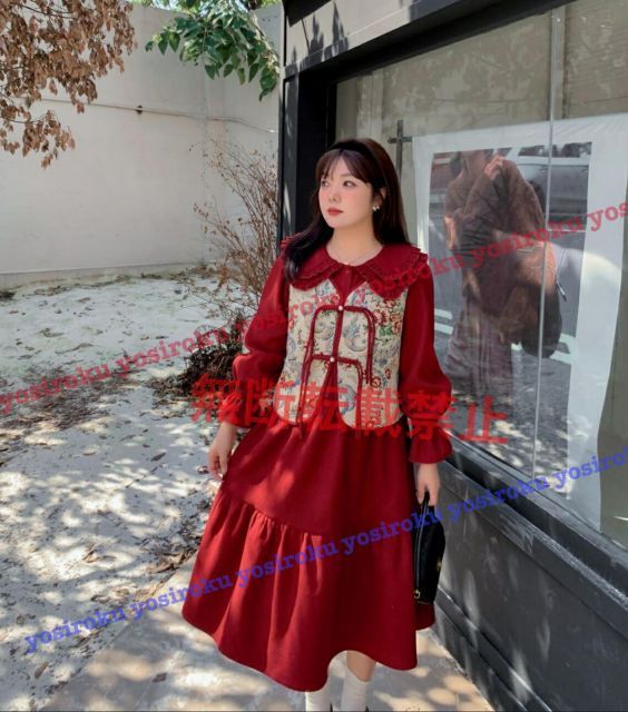 ジャガード織ベスト ダブル襟ワンピース T