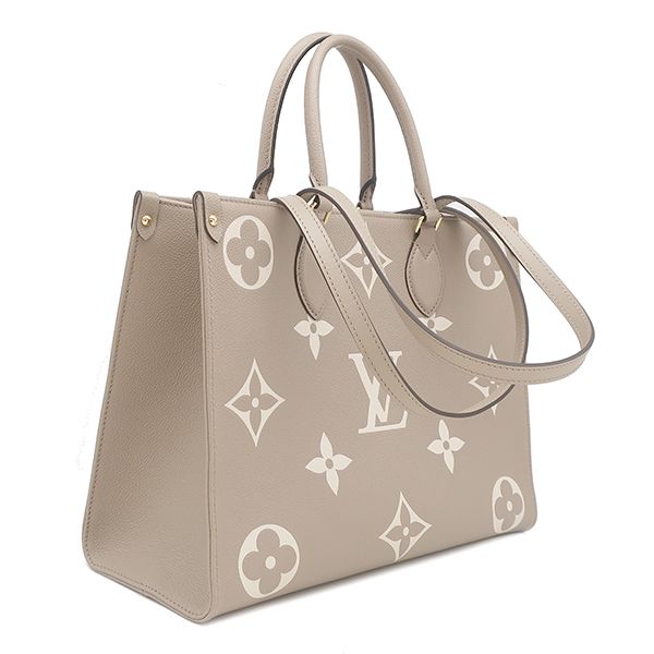 ルイヴィトン LOUIS VUITTON トートバッグ オンザゴー MM モノグラムアンプラント バイ モノグラムアンプラントレザー トゥルトレール×クレーム ゴールド金具 グレージュ ショルダーバッグ 肩掛け M 45494 RFID 箱