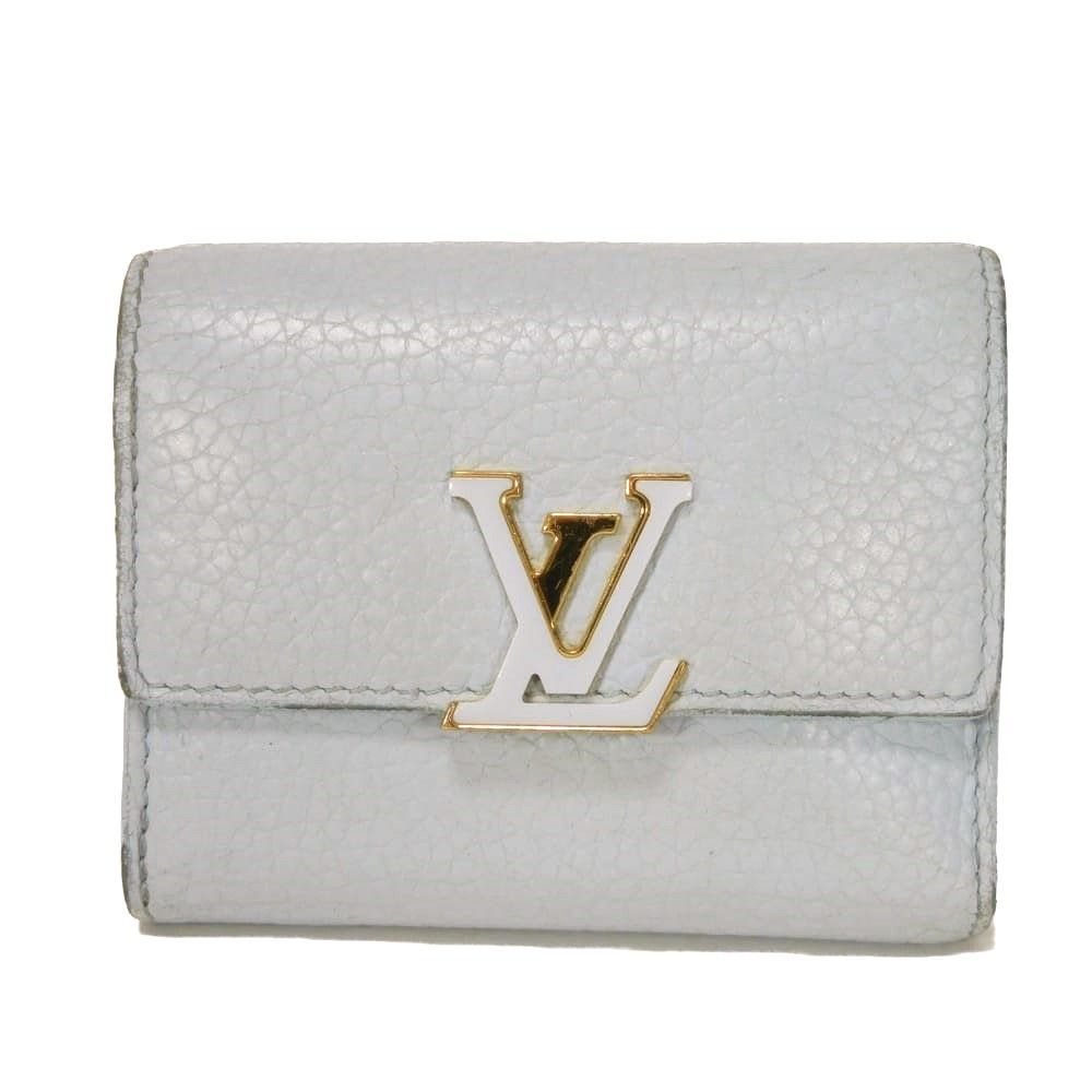 LOUIS VUITTON ルイ・ヴィトン ポルトフォイユ カプシーヌ XS LVロゴ パステル ライトブルー コンパクトウォレット 日本限定 トリヨン ブルーオランプ 三つ折り財布 M69061