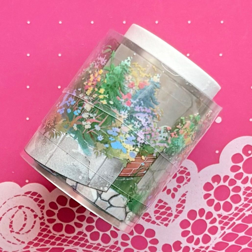 PET 花坛2 小 4.5 cm×4.56 m 228 cm loop 半端巻き 海外マスキングテープ 海外マステ 花壇