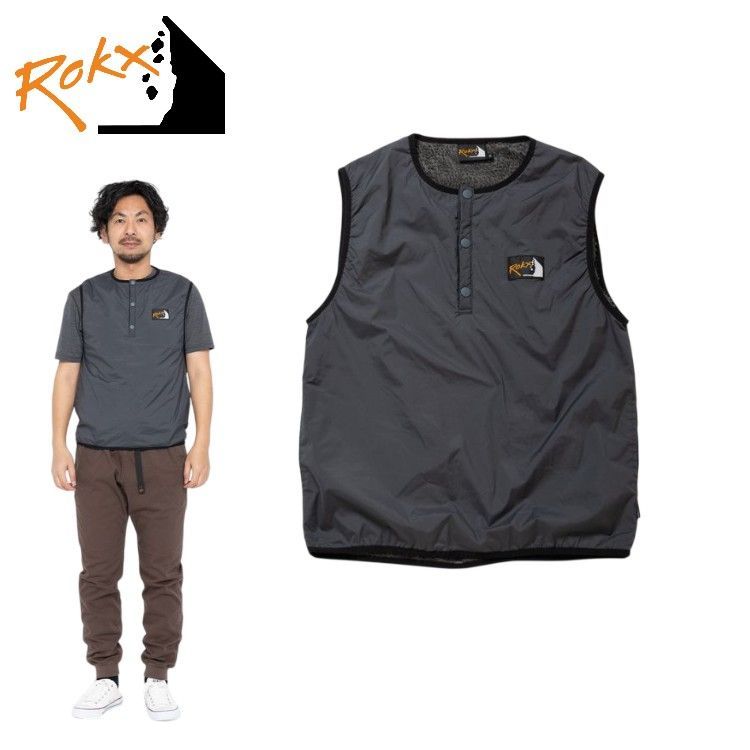 25秋冬 ロックス ROKX メンズ アルファミッドベスト POLARTEC ALPHA RXMF254023 防寒 ポラテックアルファ 袖なし