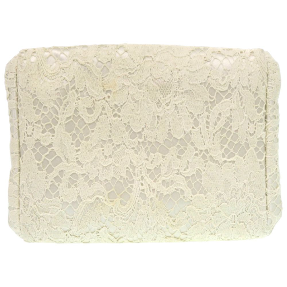 ドルチェアンドガッバーナ レース メタル ムートン オフホワイト 白 クラッチバッグ 1846 DOLCE GABBANA