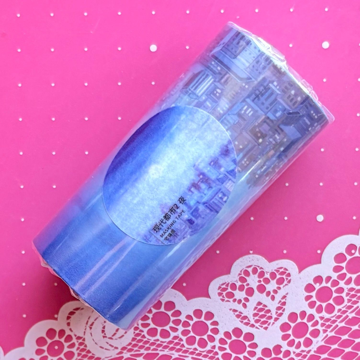 和紙 现代都市2夜 8cm×5m 100cm/loop 海外マスキングテープ 海外マステ