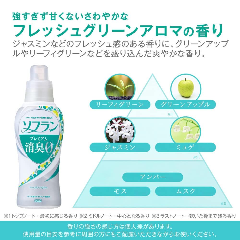【まとめ買い 大容量】ソフラン プレミアム消臭 フレッシュグリーンアロマの香り 柔軟剤 詰め替え 特大1260ml&times;2個セット 