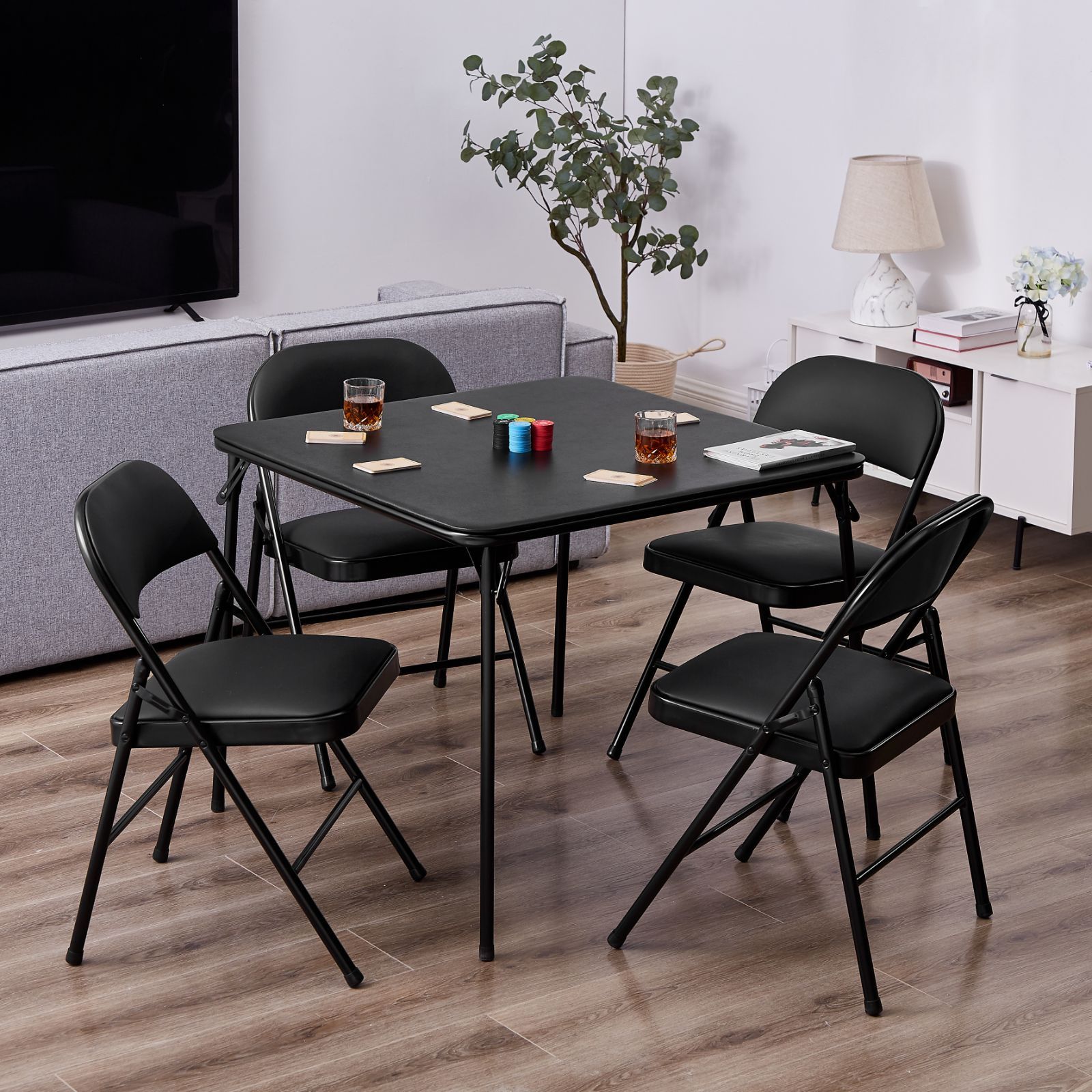 VECELO 折りたたみテーブル チェア 3点セット 完成品 組立不要 軽量 省スペース おりたたみ テーブル 椅子 セット 食卓 麻雀卓 ゲーム 作業 簡易テーブル デスク いす ダイニングセット CFT 01 OFC 10