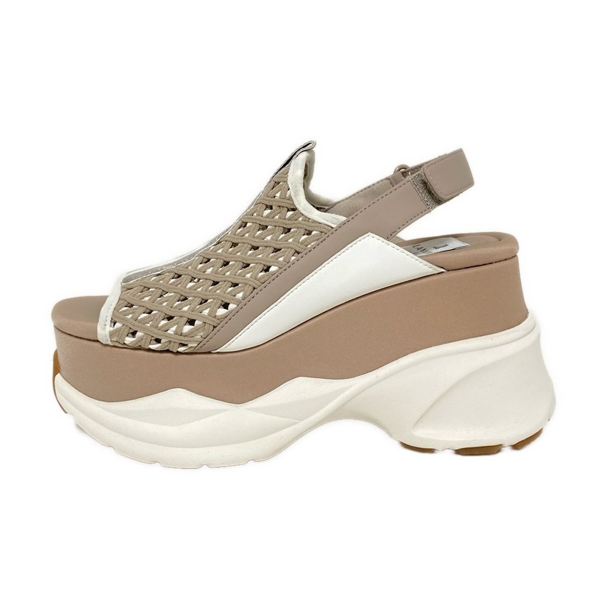 LANVIN en Bleu ランバンオンブルー サンダル M レディース - グレーベージュ×白×シルバー レザー