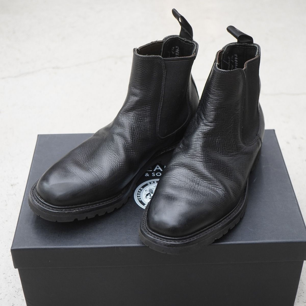 23 AW JOSEPH CHEANEY チーニー ONLY ARK 別注 BARNEY GV チェルシー サイドゴア レザー ブーツ JUPITER カーフ サイズUK 7.5 黒427 P