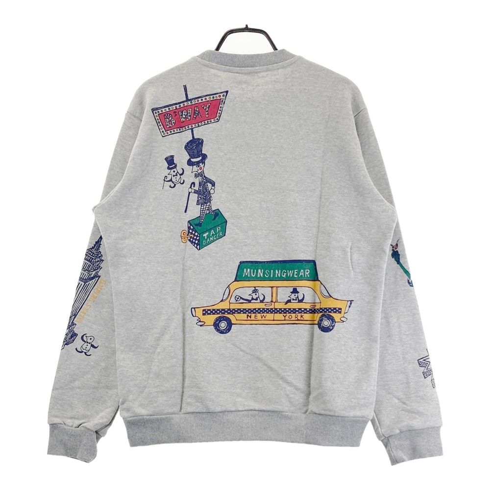 サイズ LL MUNSING WEAR マンシングウェア スウェット トレーナー プリント 総柄 グレー系 ゴルフウェア メンズ ストスト