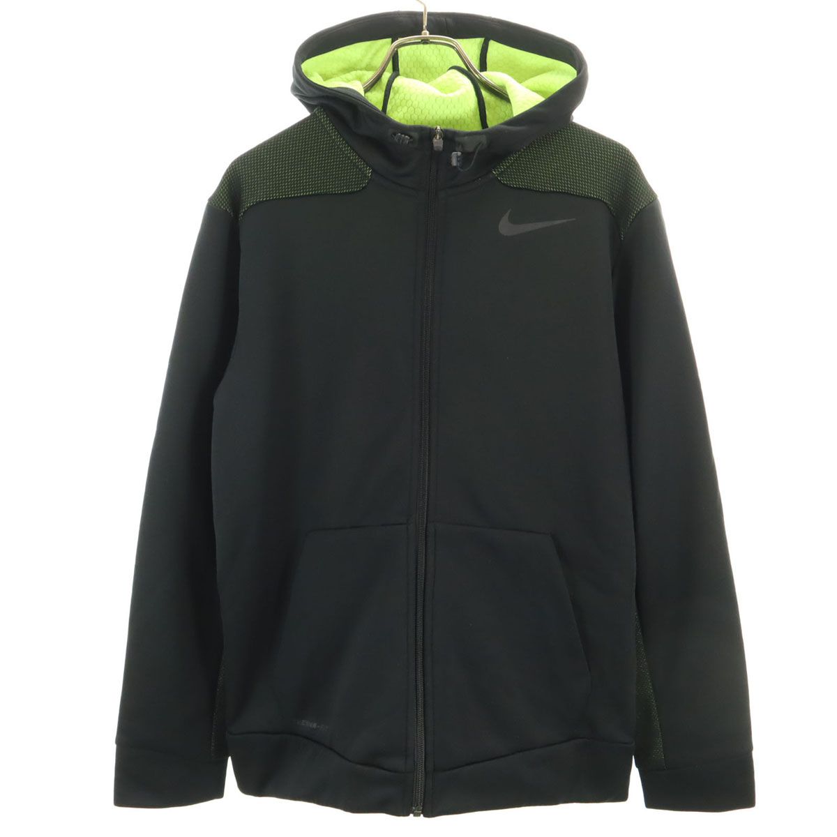 NIKE ナイキ 長袖 THERMA FIT ジップパーカー L ブラック メンズ 古着