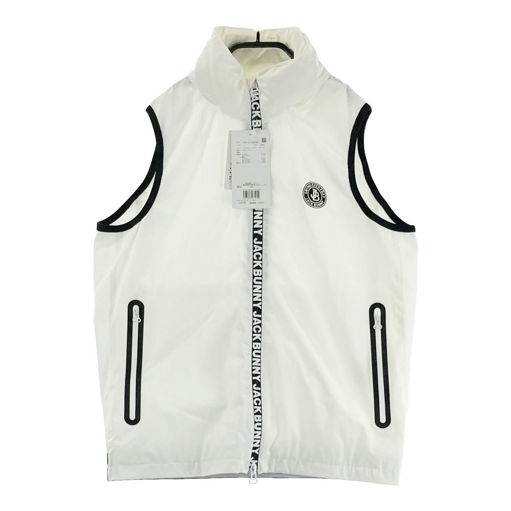 サイズ 1 JACK BUNNY ジャックバニー 裏メッシュ フード付 ジップベスト ホワイト系 ゴルフウェア レディース ストスト