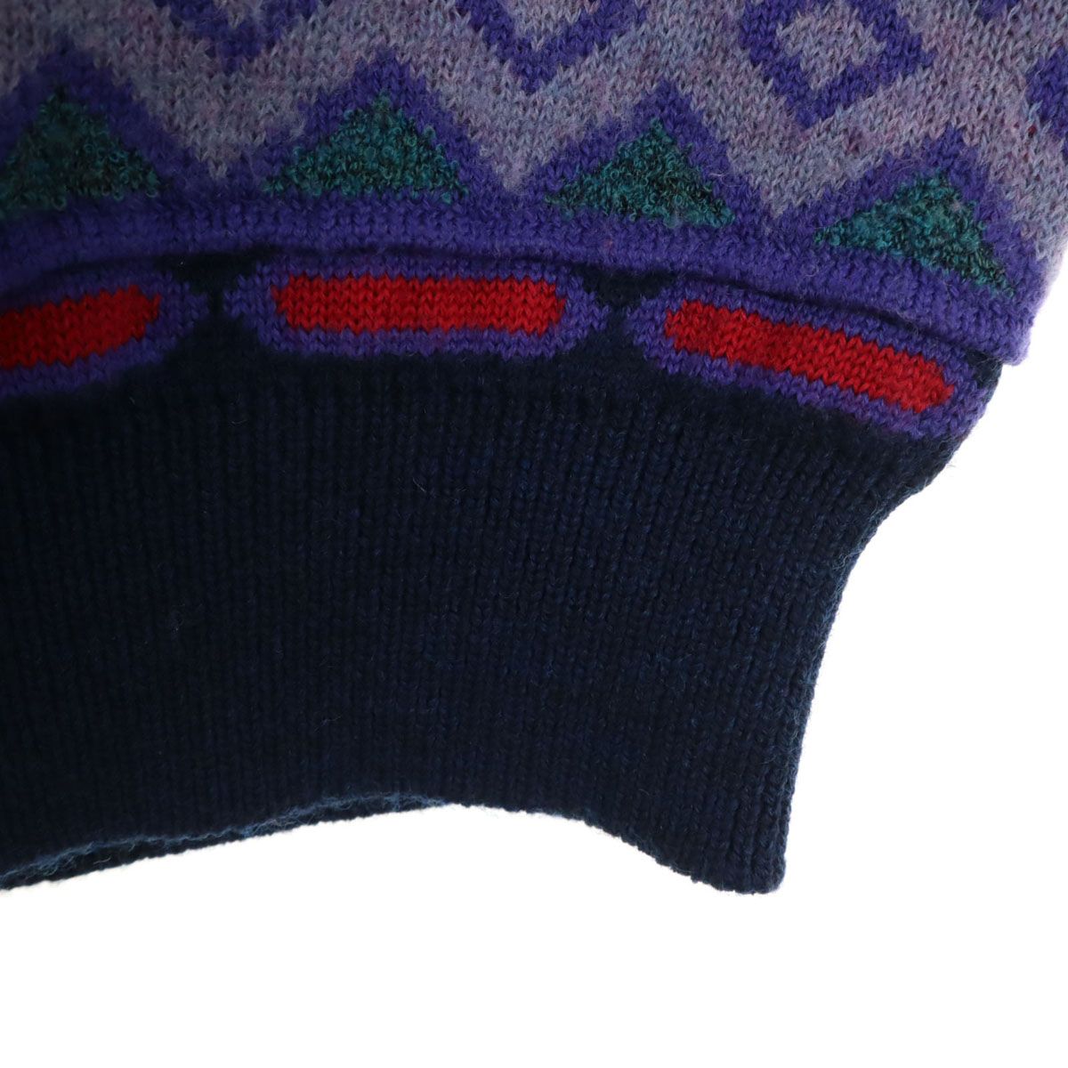 KENZO ケンゾー 90s 日本製 ウールブレンド オールド 総柄 ゴルフ 長袖 セーター 3 パープル系 ニット メンズ KENZO ケンゾー 90s 日本製 ウールブレンド オールド 総柄 ゴルフ 長袖