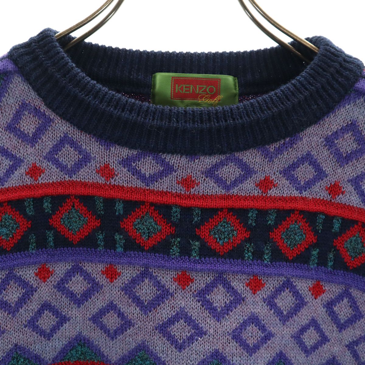 KENZO ケンゾー 90s 日本製 ウールブレンド オールド 総柄 ゴルフ 長袖 