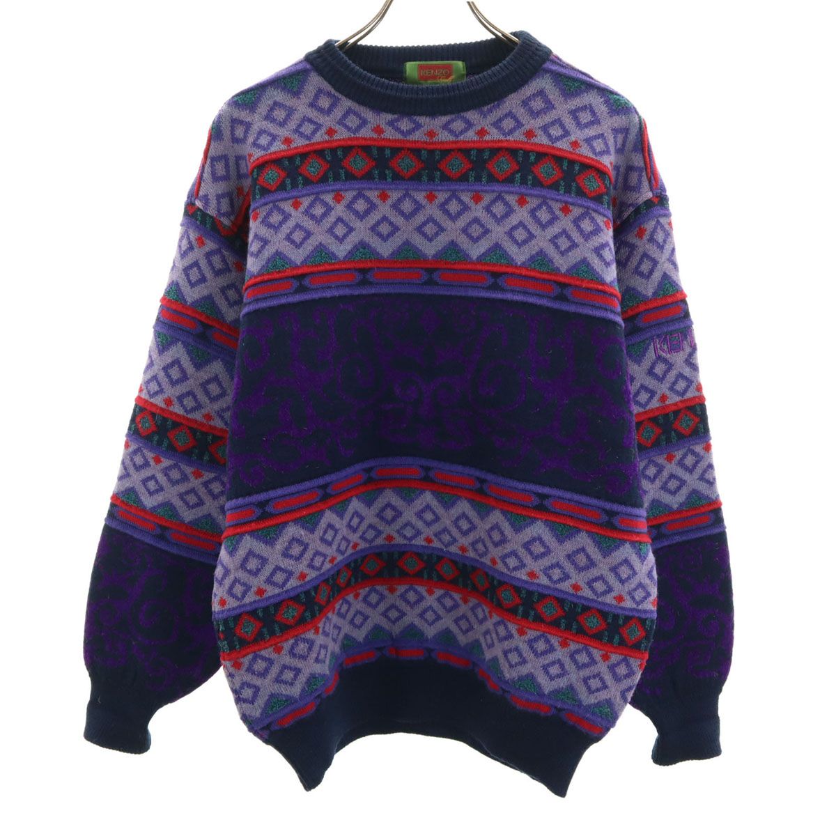 KENZO ケンゾー 90s 日本製 ウールブレンド オールド 総柄 ゴルフ 長袖 