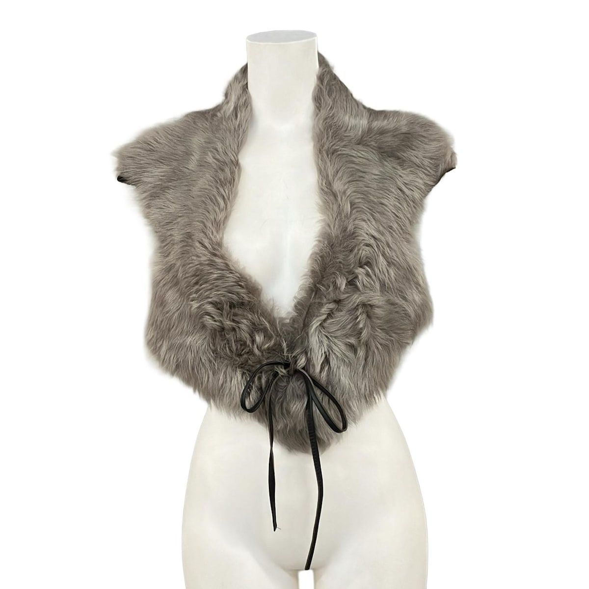 ガシュロウ&コール ファー マフラー ティペット グレージュ ムートン GUSHLOW&COLE(ガシュロウ&コール) マフラー - グレーベージュ×ブラウン