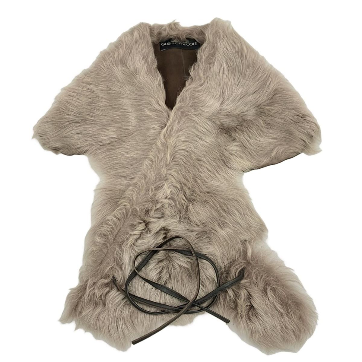ガシュロウ&コール ファー マフラー ティペット グレージュ ムートン GUSHLOW&COLE(ガシュロウ&コール) マフラー - グレーベージュ×ブラウン