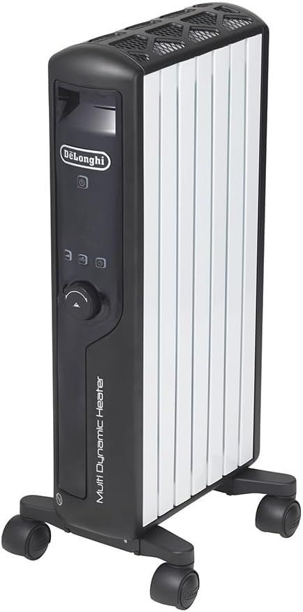 De Longhi デロンギ マルチダイナミックヒーター MDHU 09 BK 電気ヒーター ゼロ風暖房 節電 直感操作クリックノブ リモコン付き 表面温度約60℃ 6 8畳 ピュアホワイト マットブラック