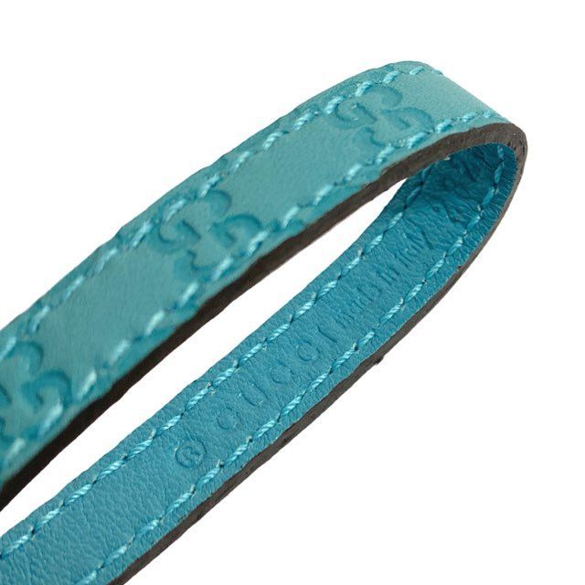 新品同様 グッチ 携帯ストラップ レザー ハート GG ブルー ターコイズ
