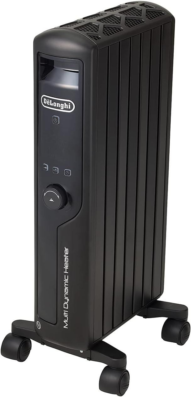 De Longhi デロンギ マルチダイナミックヒーター MDHU 09-PB 電気ヒーター ゼロ風暖房 節電 直感操作クリックノブ リモコン付き 表面温度約60℃ 6-8畳 マットブラック