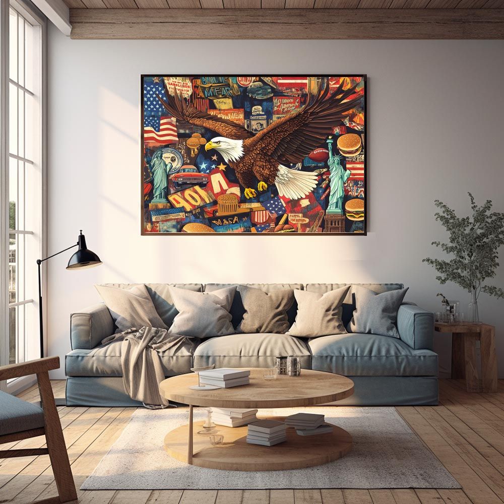 ◯週末特価●イラスト原画②●アメリカ● A2サイズ（約42x59cm）】【lh-poster-8661】【フレーム付き