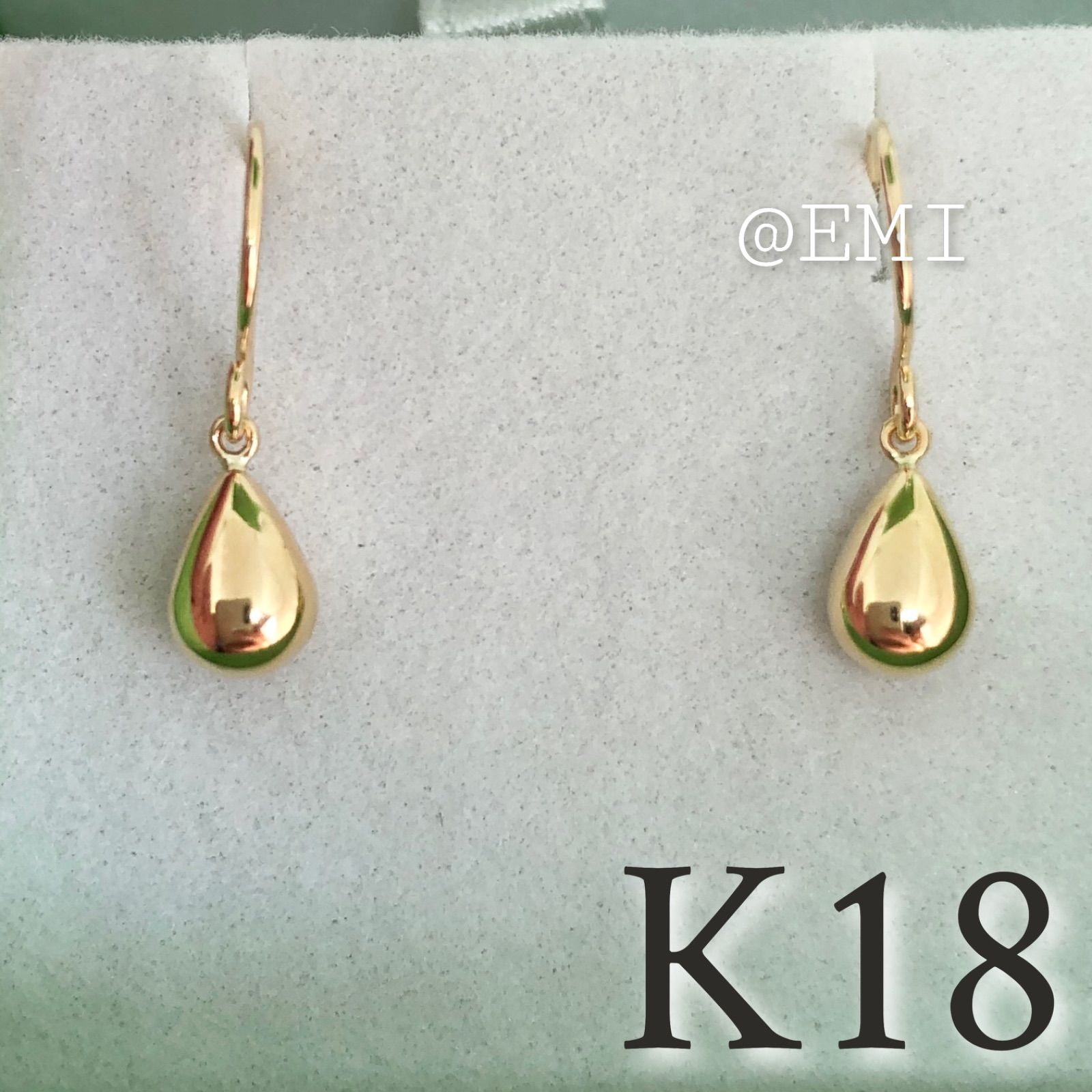 K18YG ドロップデザイン フックピアス 雫 ピアス 18金 しずく - メルカリ
