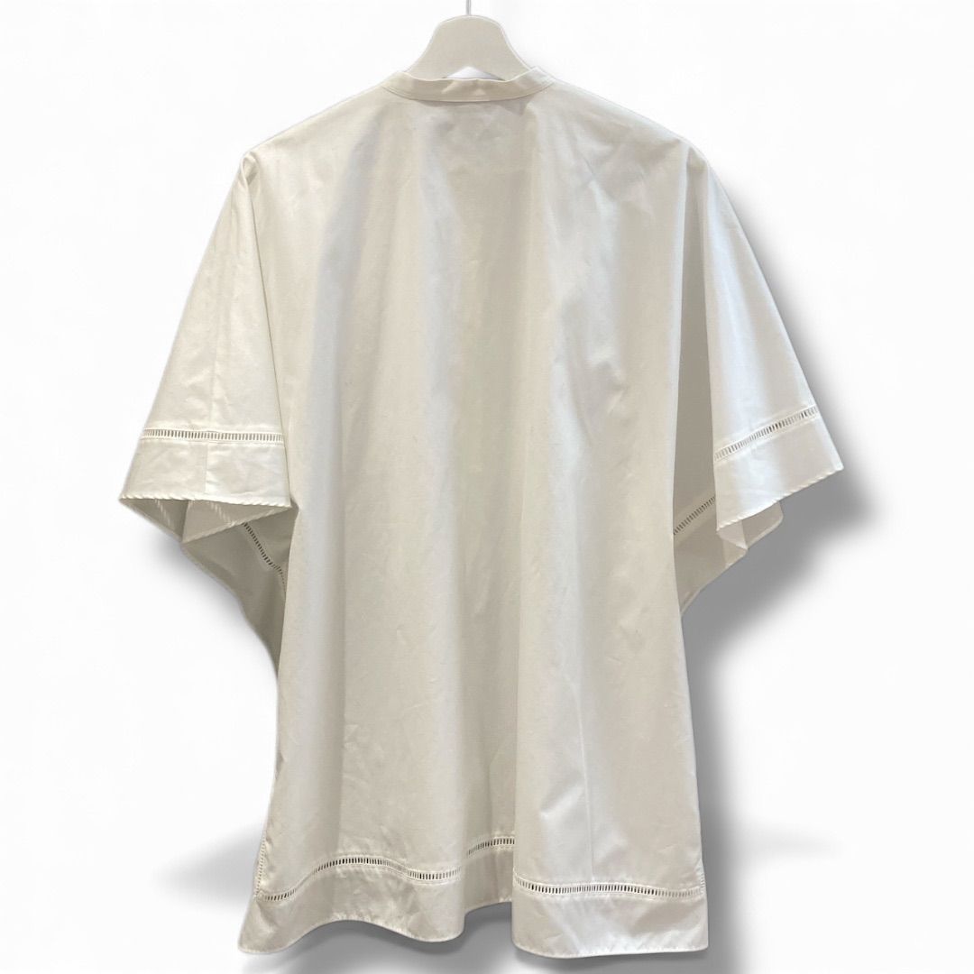 DESIGN WORKS デザインワークス ピンタックレース ポンチョ風ブラウン サイズ38 ホワイト NO 3542-05-10016 made in Japan コットン 綿 ラウンドネック レディース 夏 ゴーゴー 草2701