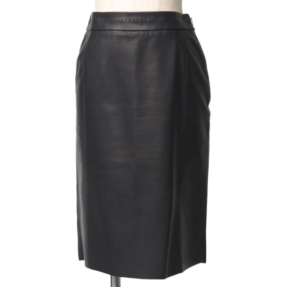 LOEWE ロエベ スカート サイズ34 ラムレザー タイト ひざ丈 ブランド古着 |RA 6845