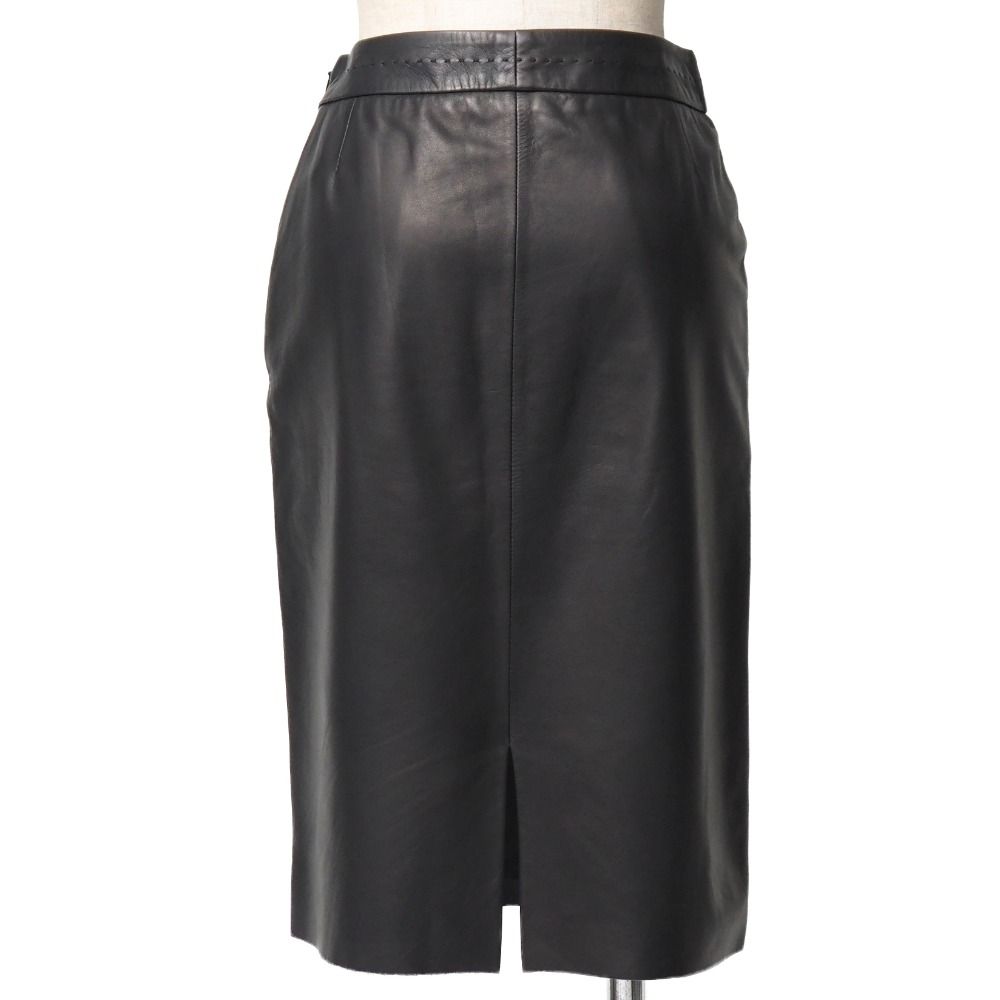 LOEWE ロエベ スカート サイズ34 ラムレザー タイト ひざ丈 ブランド古着 RA 6845