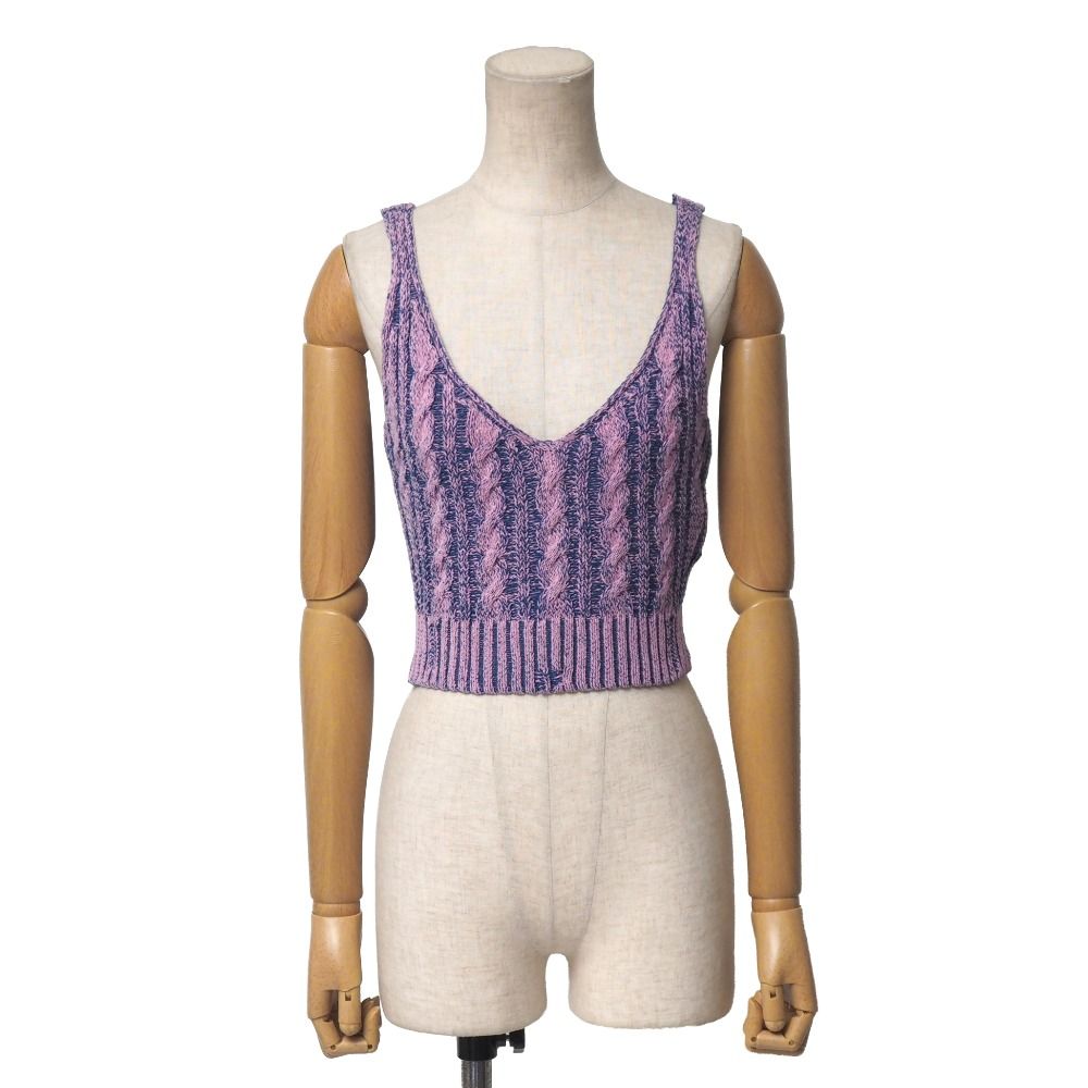 DIESEL ディーゼル M MILOS ニット サイズXS クロップド タンクトップ ノースリーブ Dロゴプレート ブランド古着 RA 6859