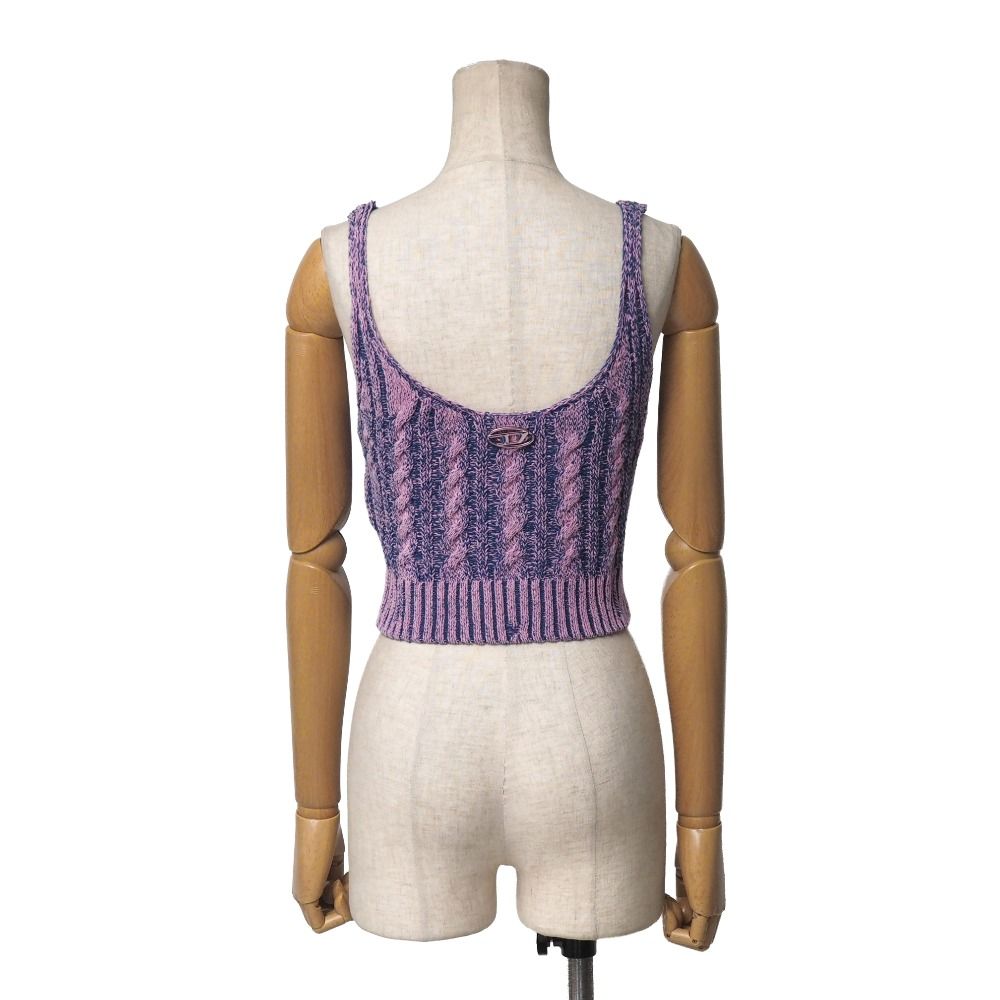 DIESEL ディーゼル M-MILOS ニット サイズXS クロップド タンクトップ ノースリーブ Dロゴプレート ブランド古着 RA 6859