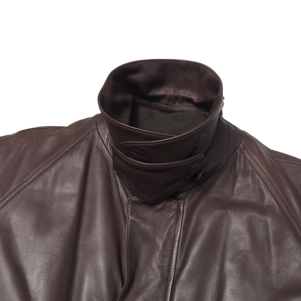 サルヴァトーレフェラガモ　レザージャケット　コート　ダブル　ブラック　L サルヴァトーレフェラガモ レザージャケット コート ダブル ブラック L