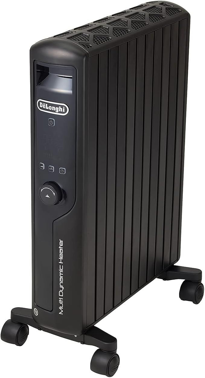 De Longhi デロンギ マルチダイナミックヒーター MDHU 15-PB 電気ヒーター ゼロ風暖房 節電 直感操作クリックノブ リモコン付き 表面温度約60℃ 10-13畳 マットブラック
