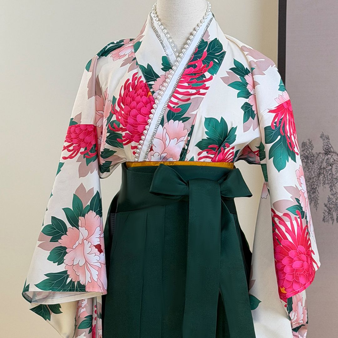 袴2点セット 桜 二尺袖 袴 大学生卒業式 花柄刺繍 振袖 晴れ着 S M L 