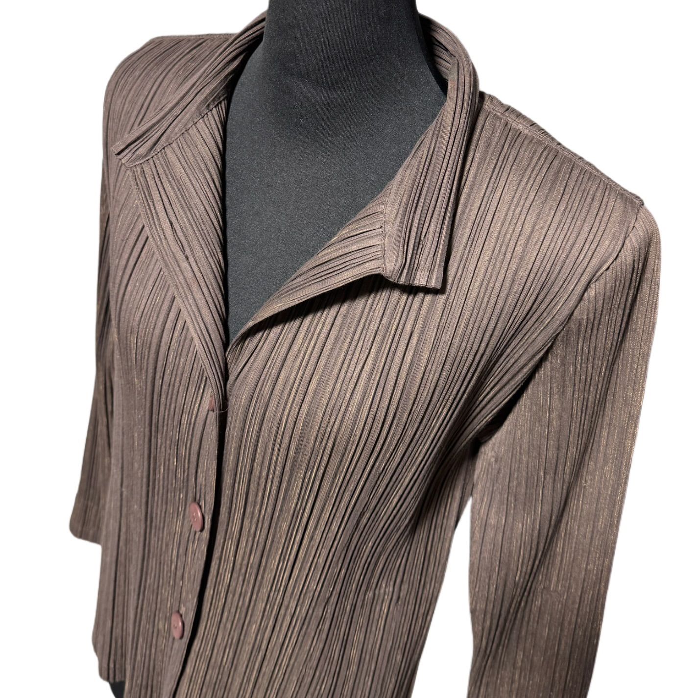 美品　PLEATS PLEASE ジャケット　ブラウン　サイズ3 プリーツ　長袖 PLEATS PLEASE プリーツプリーズ ジャケット ブラウン SIZE 3 イッセイ