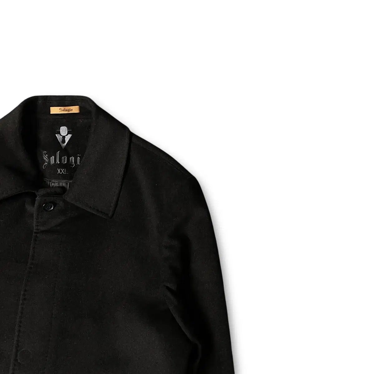 ソロジオ ブラック 隠しボタンダウン カシミア コート 2 XL パーカー ストリート系