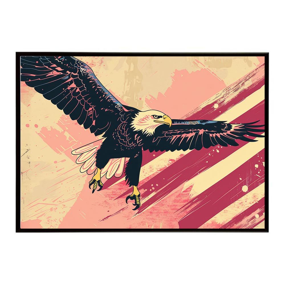 【A2サイズ（約42x59cm）】【lh-poster-8757】【フレーム付き】アメリカン＆イーグル 国旗 鷹 鷲 トンビ 星条旗 フラッグ アメリカ アートポスター インテリア アメリカンレトロ インダストリアル ハリウッド