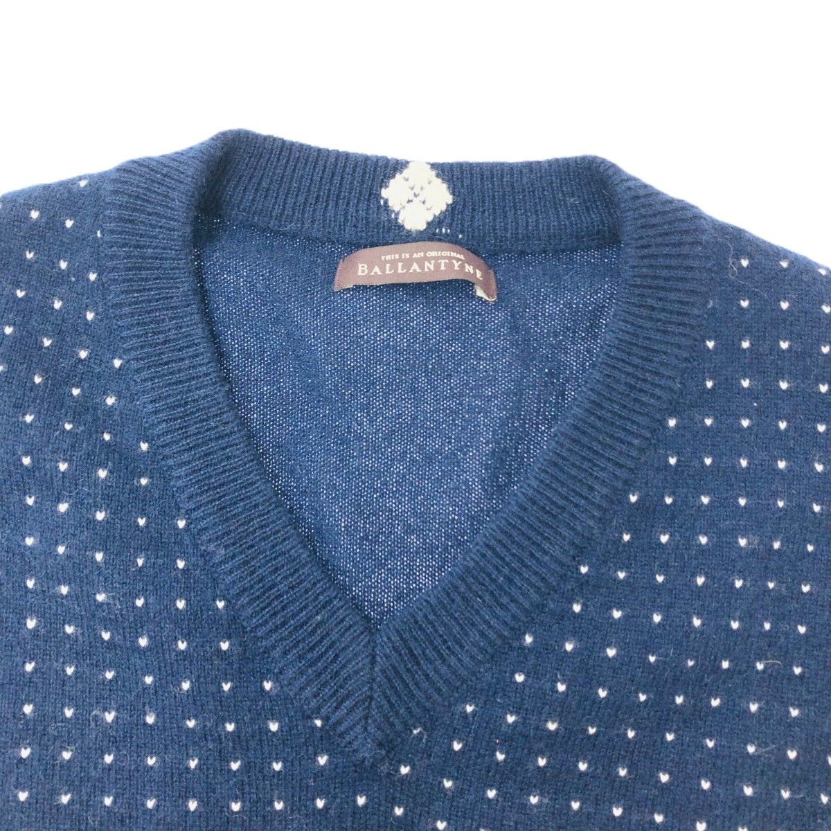 BALLANTYNE バランタイン カシミヤニット サイズ:46 ドット柄/Vネック