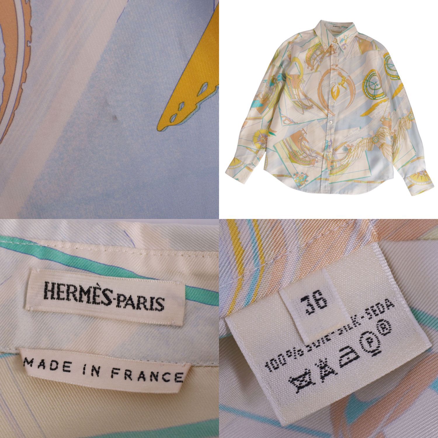 エルメス HERMES マルジェラ期 ブラウス ボタンダウンシャツ 長袖 