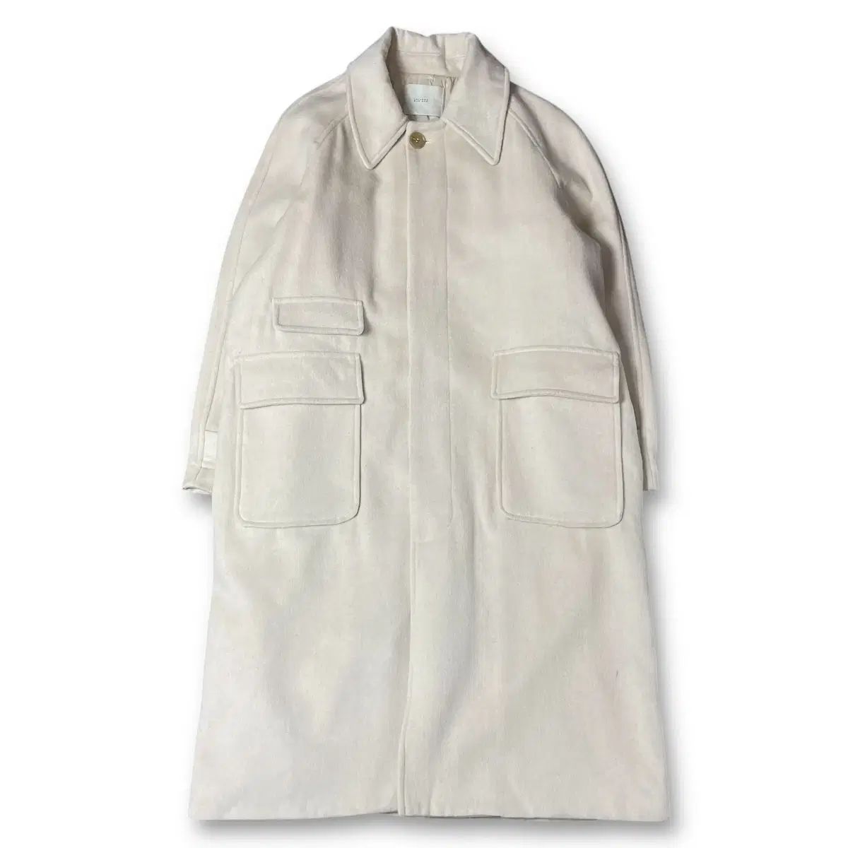 LAFUDGE STORE アイボリー 隠しボタンダウン マルチポケット ロング コート M
