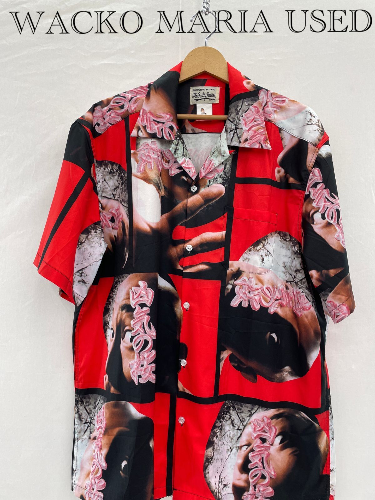 WACKOMARIA アロハシャツ ＸＬ 赤×黒系 メンズ ファッション