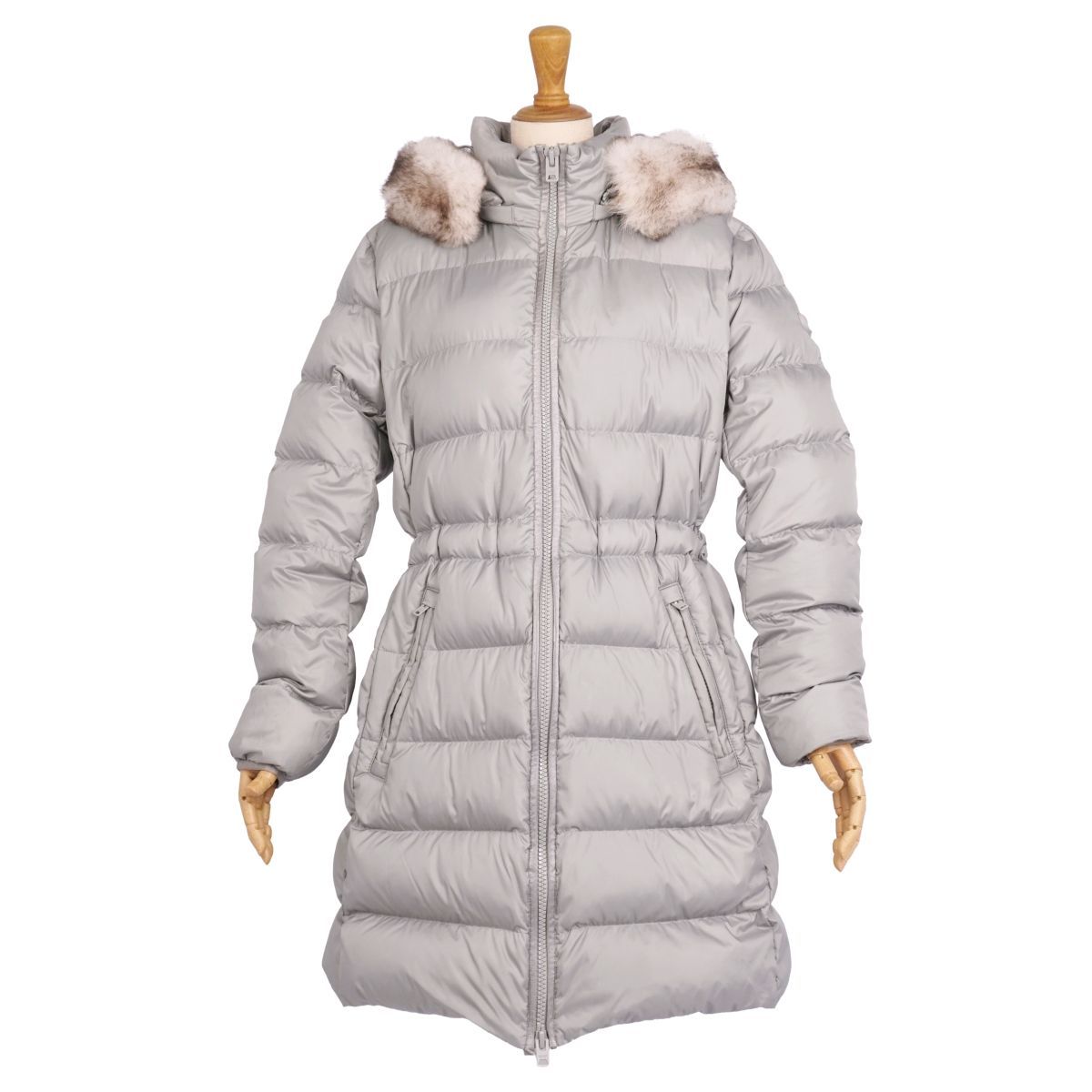 美品COACH グレー フード付き ロングダウンコート 美品 コーチ COACH コート ダウンコート フード付き ジップアップ