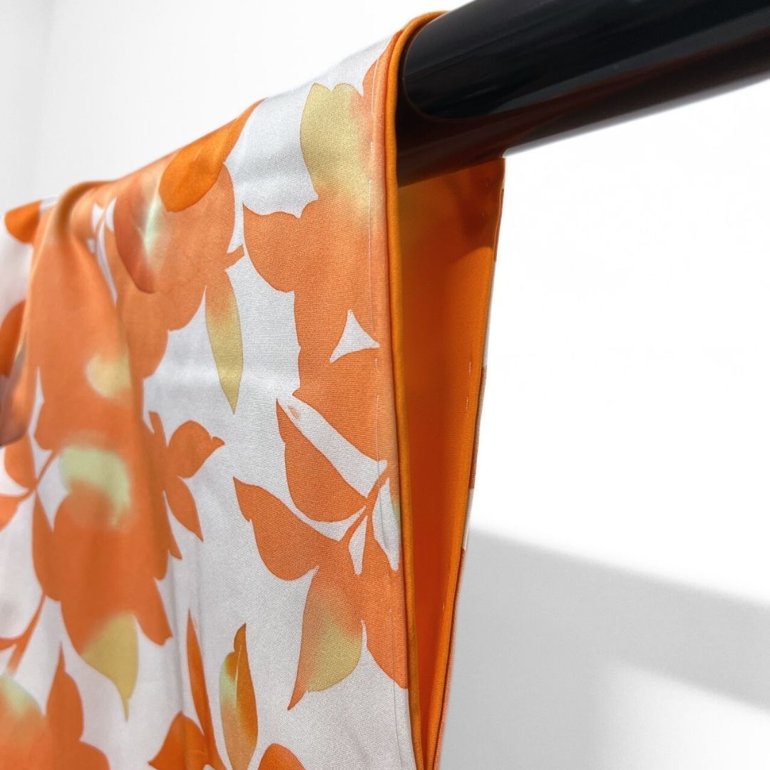  未着用 小紋 白地 木の葉模様 リーフ 着物 122 b p ms 小紋 着物