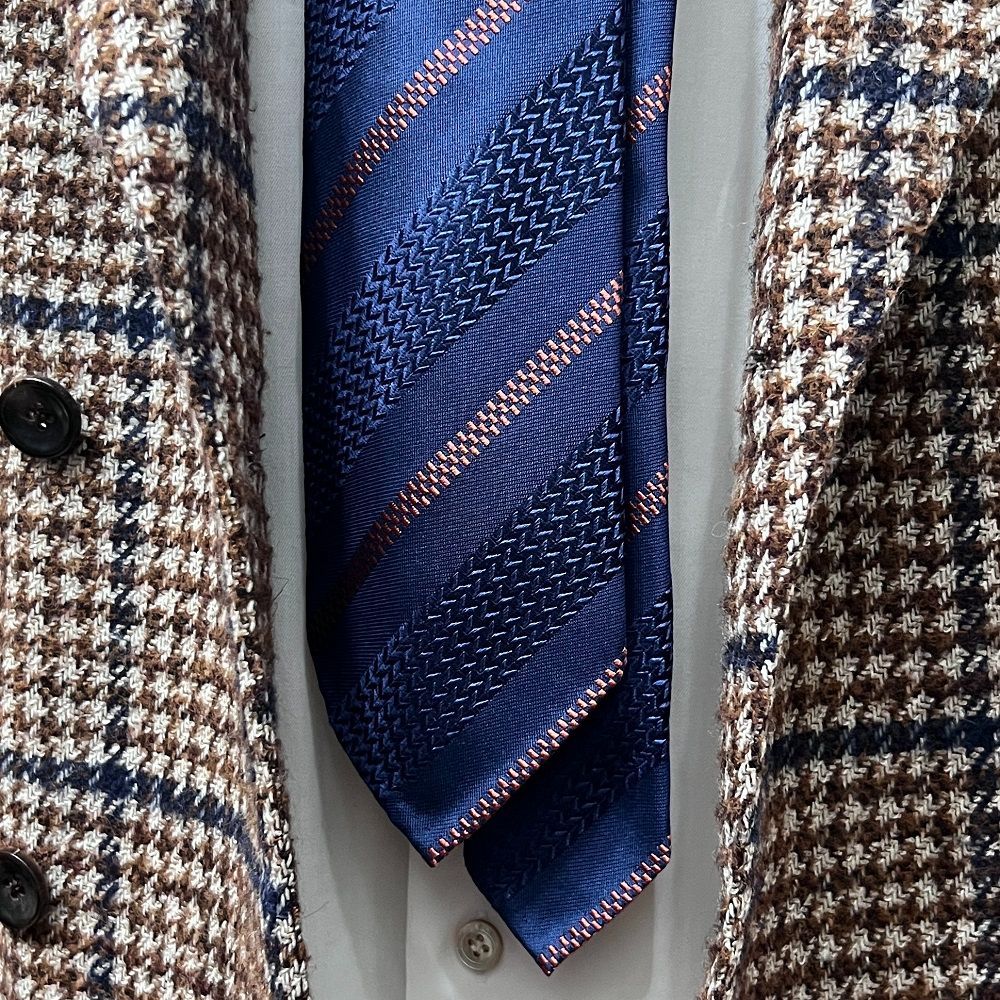 Atto Vannucci ( アットヴァンヌッチ ) ネクタイ ブルー ヘリンボーン