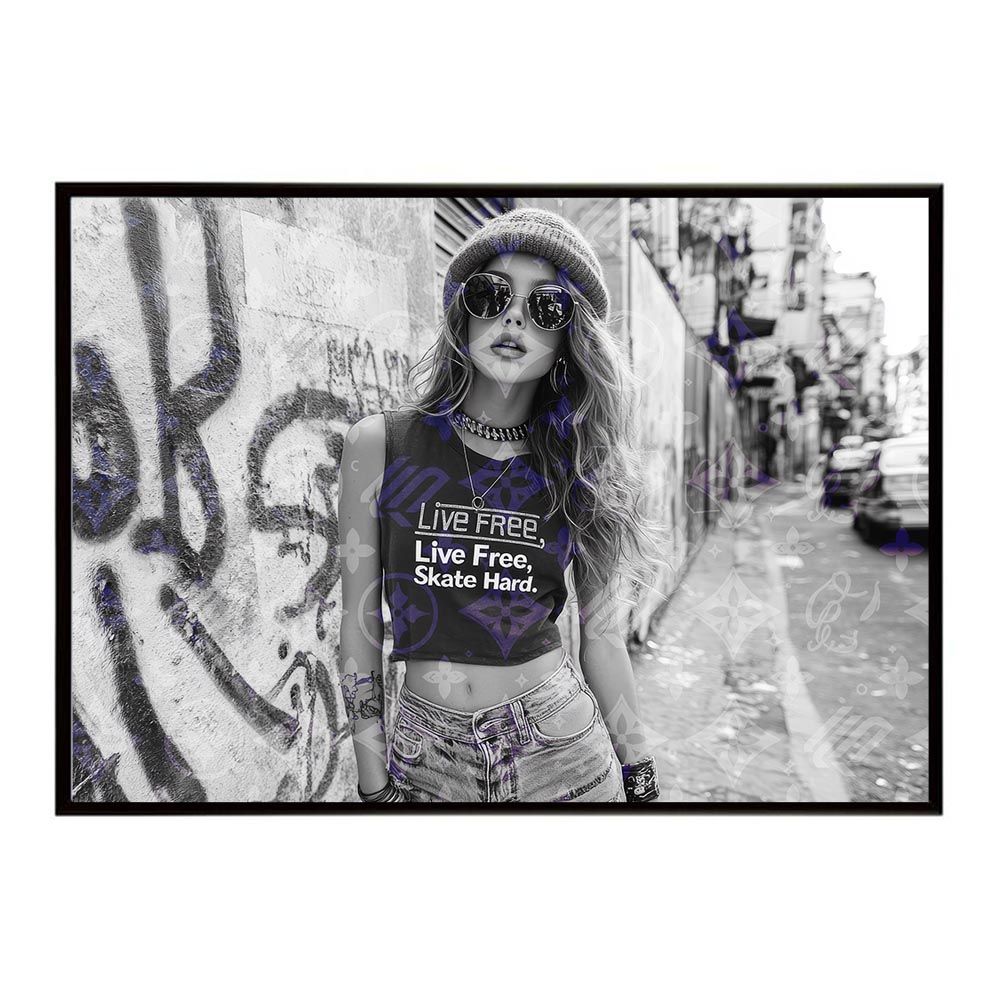 【A2サイズ（約42x59cm）】【lh-poster-8815】【フレーム付き】モノグラム ガールズ ストリートガール ファッション ポスター インテリア 文字 記号 アート