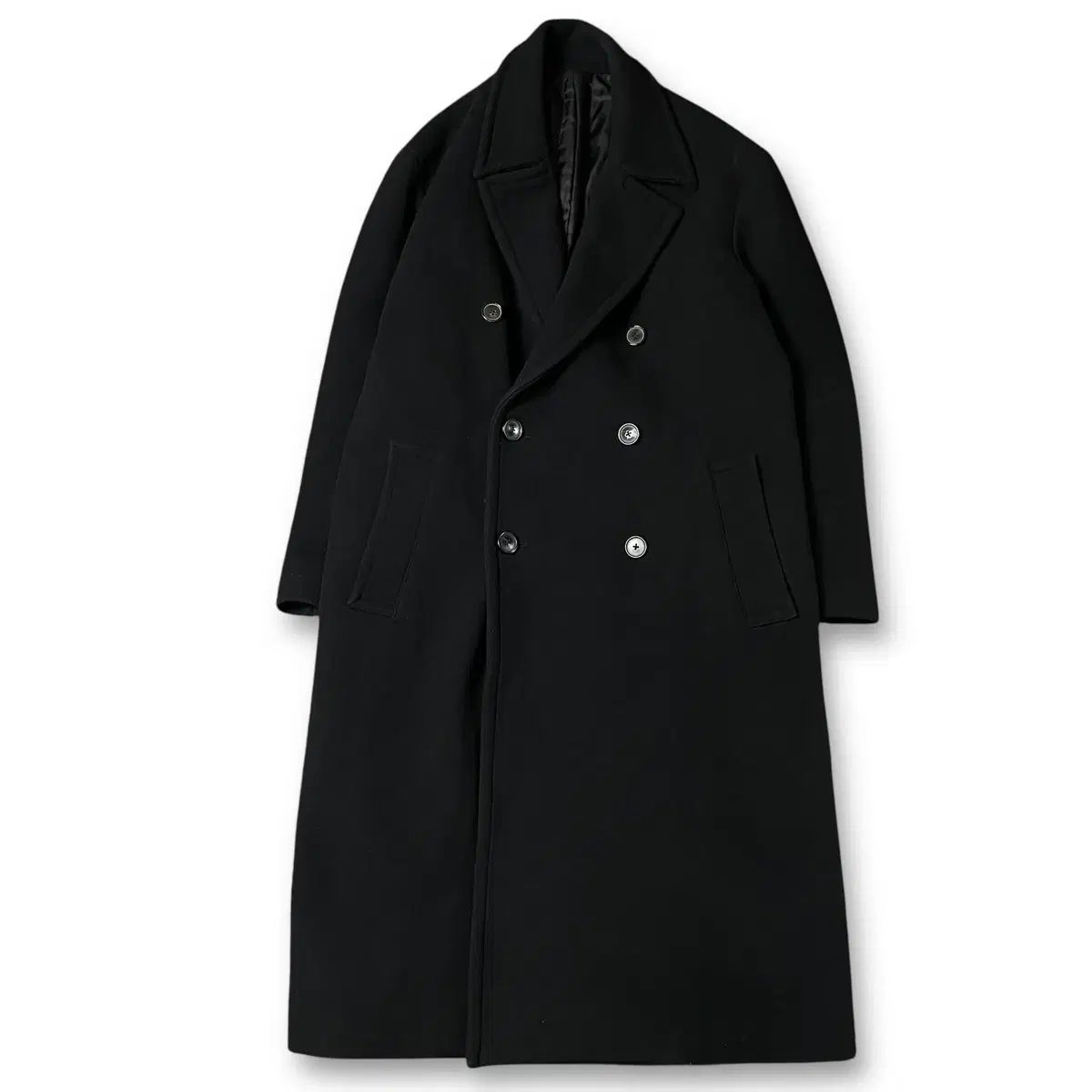PLAC ブラック ダブル ロング コート